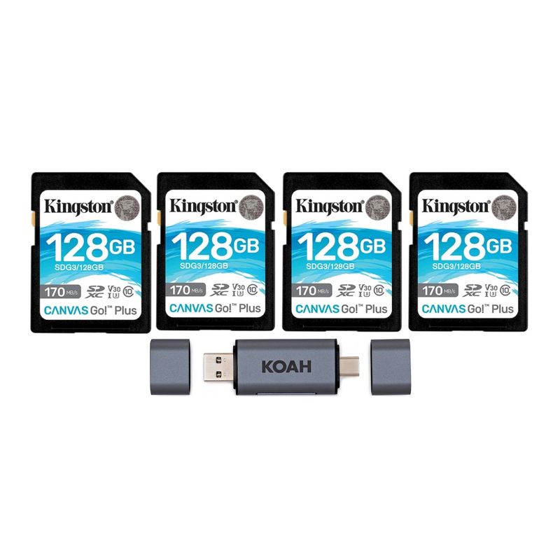 Kingston 128GB SDXC 170MB/s Read Memory Card (4-Pack) with SD Card Reader, 2 of 4
