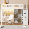 Twin Size Wood Loft Bed with Built-in Desk, LED and Storage Shelves - 3 of 4