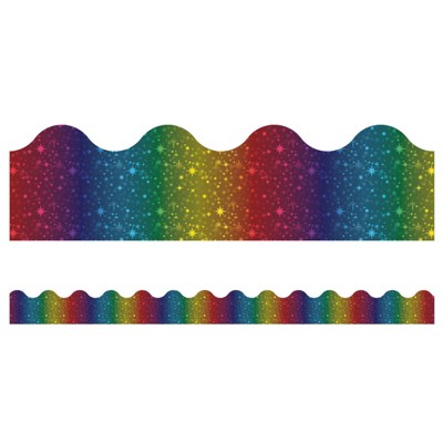 Carson Dellosa Education Sparkle + Shine Rainbow Foil Scalloped Border, 39 Feet (Pack of 6)