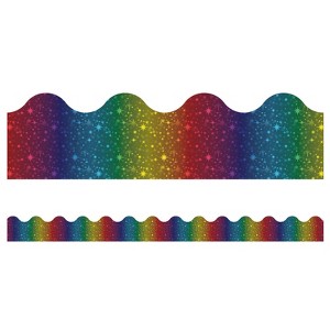 Carson Dellosa Education Sparkle + Shine Rainbow Foil Scalloped Border, 39 Feet (Pack of 6) - 1 of 1