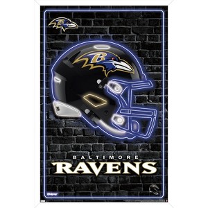 Trends International NFL Baltimore Ravens - Neon Helmet 23 Framed Wall Poster Prints - 1 of 4