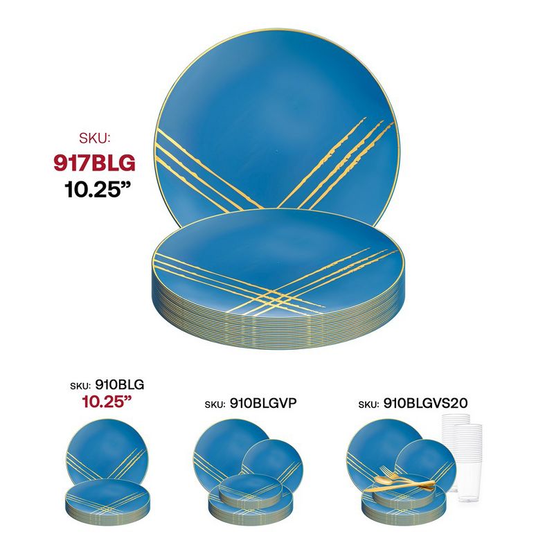 Smarty Had A Party 7.5" Blue with Gold Brushstroke Round Disposable Plastic Appetizer/Salad Plates (120 Plates), 5 of 7