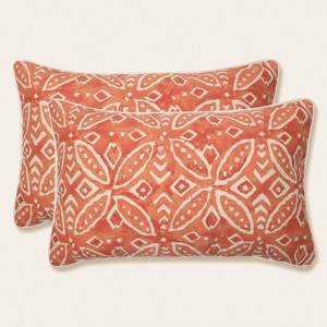 2pk Merida Pimento Rectangular Throw Pillows Orange - Pillow Perfect: Weather-Resistant, Medallion Design, for Outdoor & Couch Use - 1 of 4