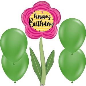 LoonBalloon 5 Foot Giant Birthday Flower Balloon with 4 latex- Festive & Eye-Catching - 1 of 2