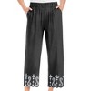 Collections Etc Embroidered & Scalloped Hem Elasticized Waist Capris - 2 of 4