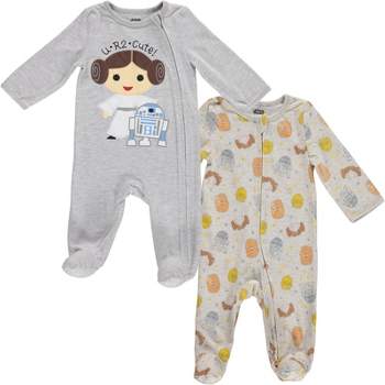 Star Wars Princess Leia R2-D2 Baby Girls 2 Pack Zip Up Sleep N' Play Coveralls Newborn to Infant