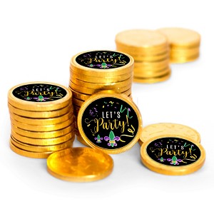 84ct Mardi Gras Candy Party Favors Chocolate Coins  (84 Pack) - "Let's Party" - By Just Candy - 1 of 3