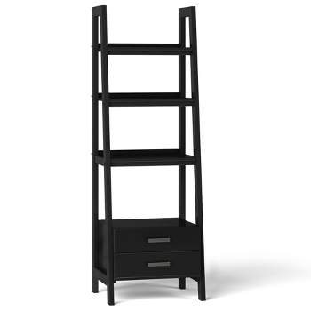 72" Hawkins Solid Wood Ladder Shelf with Storage - Wyndenhall