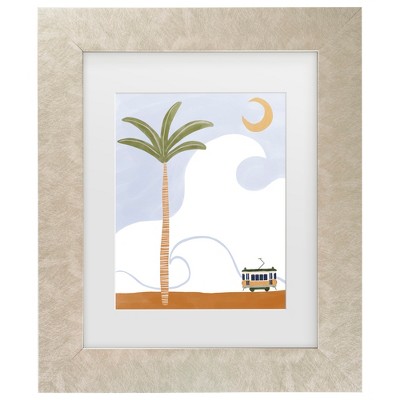 Ivy Green Illustrations Little Tram On Beach Matted Framed Art : Target