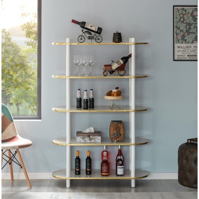 White 40" Contemporary Modern 5-Tier Wood Bookshelf