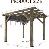 GustoWave Wooden Pergola, Retractable Shade Canopy Outdoor for Patio Backyard Garden - 3 of 4