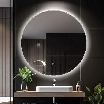 Neutypechic Modern Bathroom Vanity Mirror with LED Lights Anti-Fog Round Wall Mirror Backlit Mirror  - 24"x24"