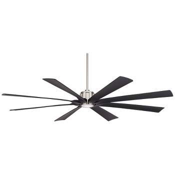80" Possini Euro Design Defender Modern Indoor Outdoor Ceiling Fan with Dimmable LED Light Remote Brushed Nickel Black Damp Rated for Patio Exterior