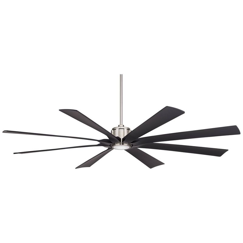 80" Possini Euro Design Defender Modern Indoor Outdoor Ceiling Fan with Dimmable LED Light Remote Brushed Nickel Black Damp Rated for Patio Exterior, 1 of 10