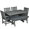 Resenkos 6 Piecess Patio Dining Set, Four Chairs And A Dining Bench, Cushions, Gray - 2 of 4