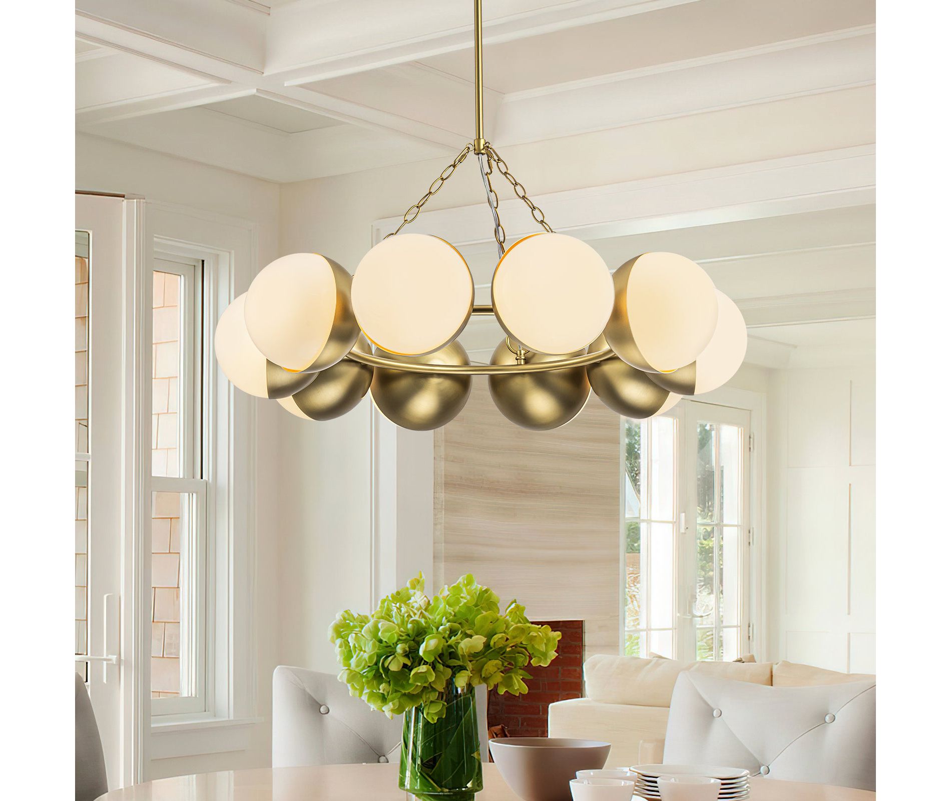 LLHZSY 10 - Light Dimmable Gold Sputnik Modern Round Globe Chandelier - W33 43/50"