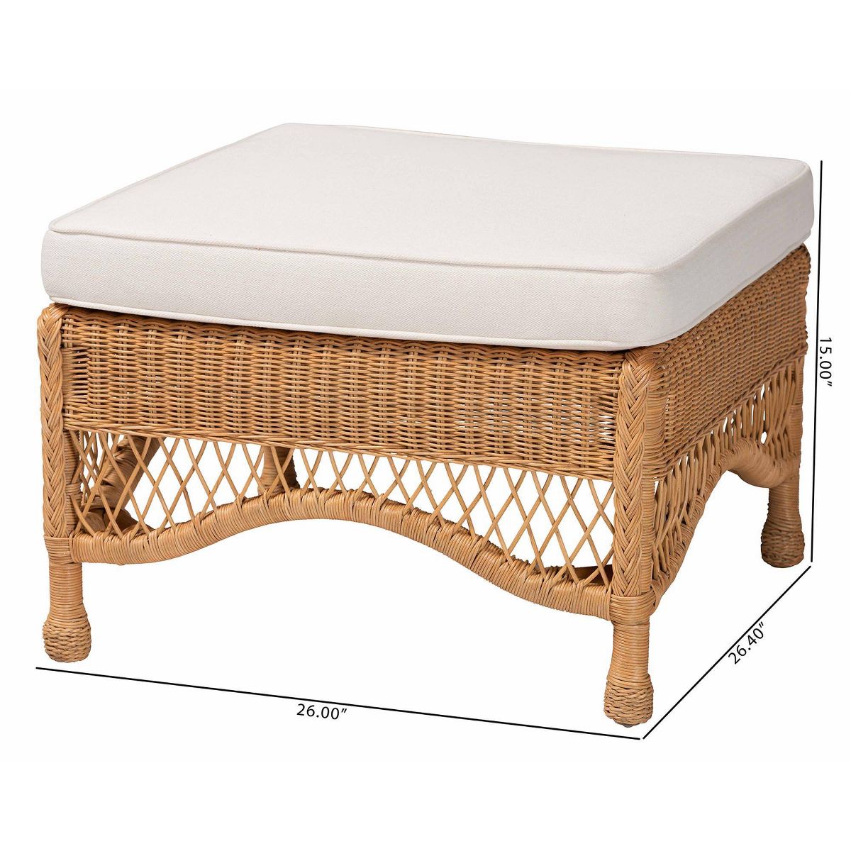 bali & pari Brooklyn Braided Rattan Ottoman Stool Light Honey - thumbnail 8
