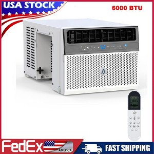6000 BTU /8000 BTU U-Shaped Smart Inverter Window Air Conditioner–Cools up to 350 Sq. Ft. Dehumidifier, with WIFI & 24H Timer,Ultra Quiet 115V/60Hz - 1 of 4