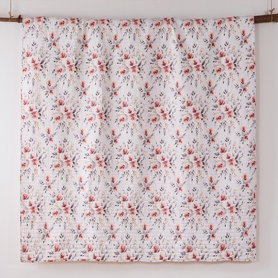 Pink Floral Reversible Microfiber Twin Quilt Set