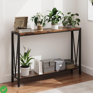 Small Entryway Table 43" Narrow Console Table w/ Shelves 2-Tier Entryway Table - 1 of 4