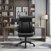 Ora Maison Big and Tall Office Chair, Heavy Duty Executive Desk Chair with Adjustable Lumbar Support, Flip-Up Arms, Tilt Lock, and High Back, Black - 2 of 4