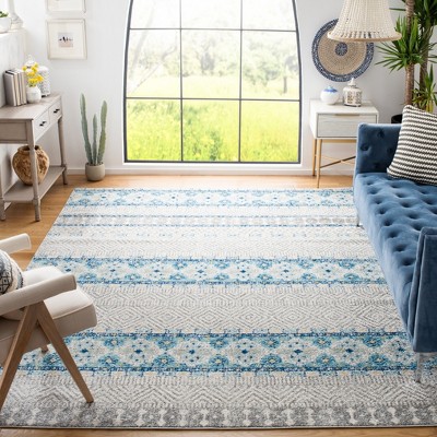 Hand-Knotted Grey and Turquoise Synthetic Rectangular Area Rug