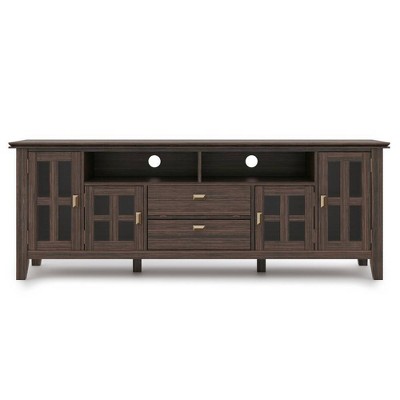 Farmhouse Brown Solid Wood TV Stand with Cabinets for 80" TVs