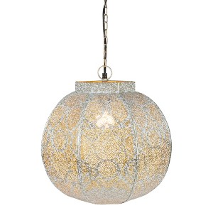 Northlight 14.5" White and Gold Moroccan Style Hanging Lantern Ceiling Light Fixture - 1 of 4