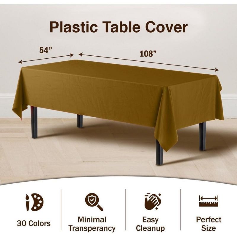 Crown Display 54 in. x 108 in. Plastic Tablecloth - 12 Pack, 4 of 10
