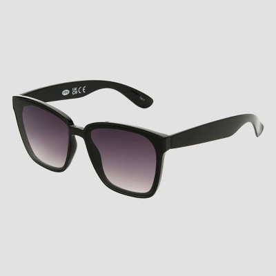 Women's Shiny Plastic Square Sunglasses with Gradient Lenses - Universal Thread Black: Scratch-Resistant, UV Protection - image 3