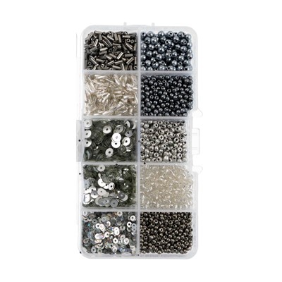 John Bead Sequins and Beads Kit Silver Mix Beads