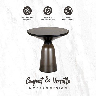 Modern Black and Grey Glass Round Side Table