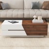 Vynxaria Series 47.2 in. White and Walnut Rectangle MDF End Table with Extendable Sliding Top and Storage - 2 of 4