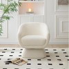 Boucle Swivel Accent Chair with Solid Wood Frame, 28.7''W Modern White Armchair for Living Room Bedroom Office-3irtyhousy - 2 of 4