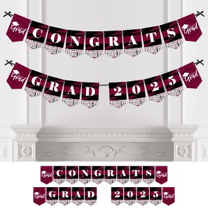 Big Dot of Happiness Maroon Graduation Bunting Banner - Party Decorations - Congrats Grad 2025 - 1 of 4