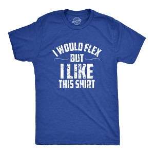 Mens I Would Flex But I Like This Shirt Funny Adult Working Out Gym Tee For Guys - Crazy Dog Men's T Shirt - 1 of 4