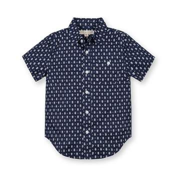 Hope & Henry Boys' Linen Short Sleeve Button Down Shirt, Kids
