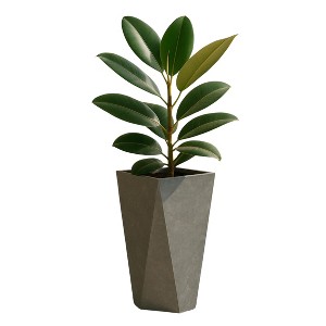 LeisureMod Aloe 3-Piece Tapered Square Stone Planter Set with Drainage Holes, Weather-Resistant for Indoor/Outdoor Use - 1 of 4