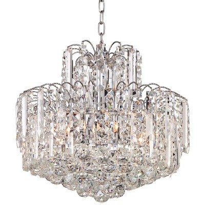 Vienna Full Spectrum Chrome Chandelier 18" Wide Clear Crystal Glass for Dining Room House Foyer Kitchen Island Entryway Bedroom