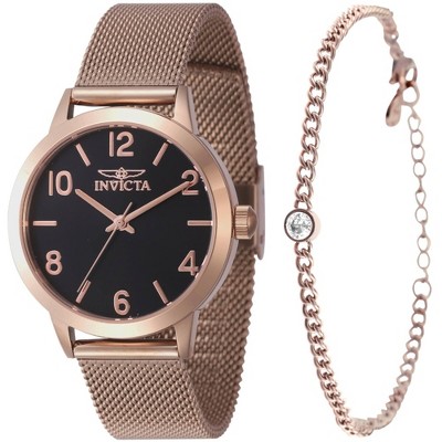 Invicta 47276 Women's Wildflower Rose Gold Mesh Bracelet Watch