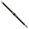Black Bow Jewelry Men's Tricolor Stainless Steel & Black Leather Bead Bracelet, 8.5 Inch - 2 of 4