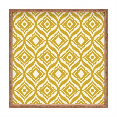 Heather Dutton Trevino Yellow Square Bamboo Tray - Deny Designs
