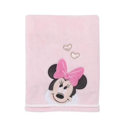 Disney Minnie Mouse Pink Super Soft Coral Fleece Baby Blanket With