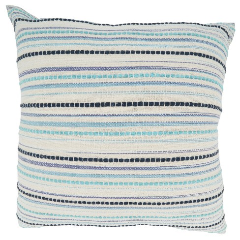 Saro Lifestyle Woven Stripe Pillow - Down Filled, 22" Square, Blue - image 1 of 2