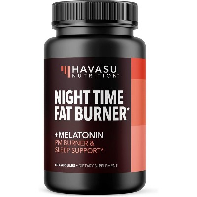 Night Time Fat Burner + Melatonin Capsules, PM Burner and Night Suport, Havasu Nutrition, 60ct