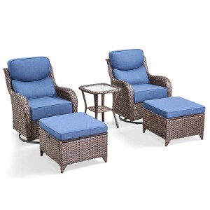 POCASSY Outdoor Swivel Rocker Patio Swivel Chairs Set of 2, 6" Thick Cushions All Weather Brown Wicker Swivel Glider Chairs with High Back for Porch - 1 of 4