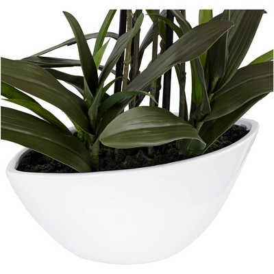 Elegant Real Touch 16" Pink Orchid in White Ceramic Pot