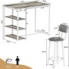 Hooseng Kitchen Dining Table Set for 2, Bar Table and Chairs Set with 3 Storage Shelves and 2 PU Leather Backrest Stools for Small Space - 2 of 4