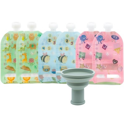 WeeSprout Double Zipper Reusable Food Pouches for Babies & Toddlers, 6-Pack