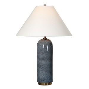 Uttermost Mayetta Deep Blue Table Lamp – 28″ H Ceramic & Steel Base with Round Fabric Shade - 1 of 4